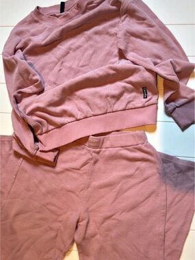 Comfort Pink Waffle Knit Lounge Set Size Medium